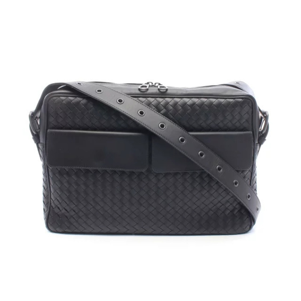 Bottega Veneta Intrecciato Leather Shoulder Bag Black